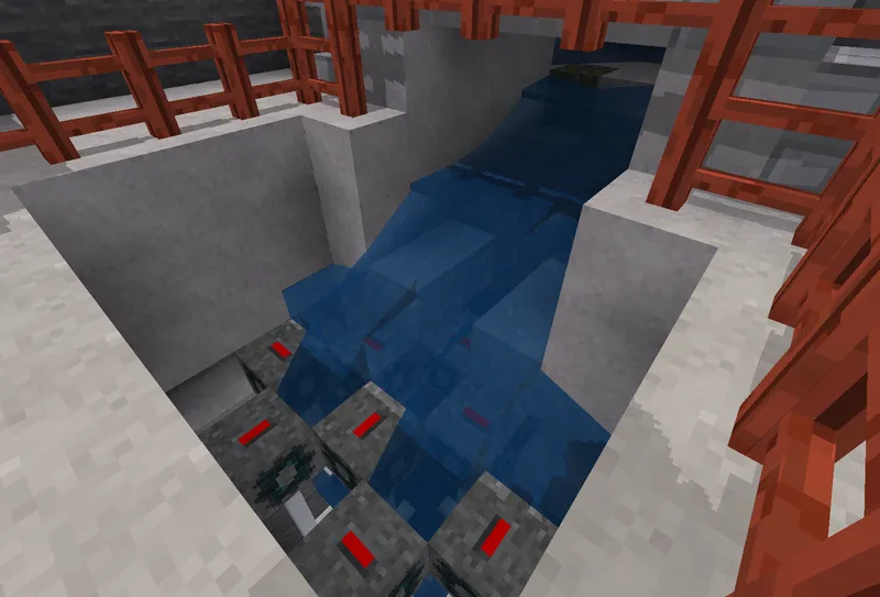 Fifth Gate from Above Showing water flowing over 8 hydro-generators.