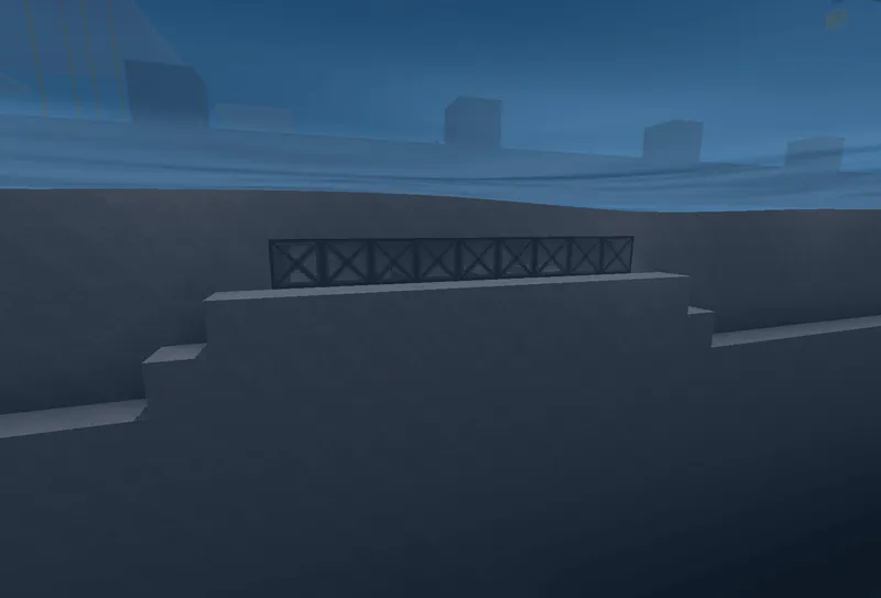 Gate from the water side A row of 9 steel blocks block water from entering our generator room.